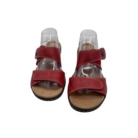 Clarks Size 10 Red Women’s Double-Buckle Sandal Cushioned Sole Comfortable - Picture 1 of 9